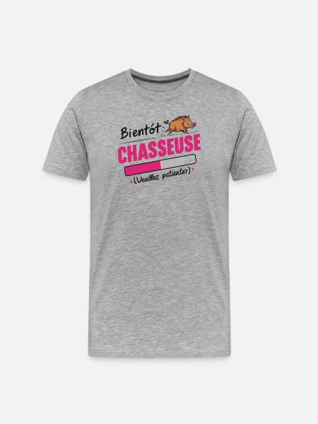 bientôt chasseuse - T-shirt bio Premium Homme - gris chiné