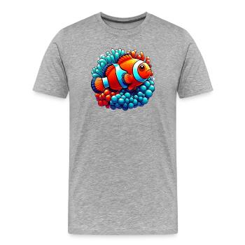 Poisson-clown - T-shirt bio Premium Homme - gris chiné - Devant - Damien (186cm)