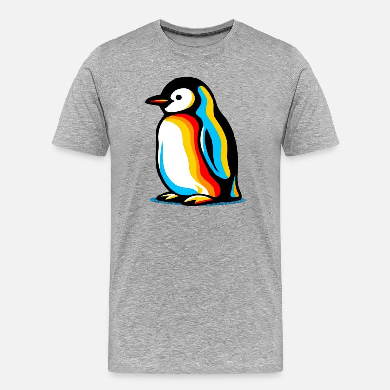 Pinguin - Männer Premium Bio T-Shirt - Grau meliert