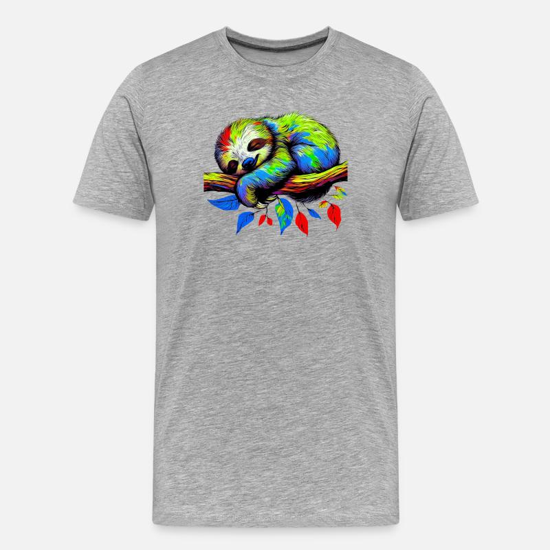 Faultier - Männer Premium Bio T-Shirt - Grau meliert