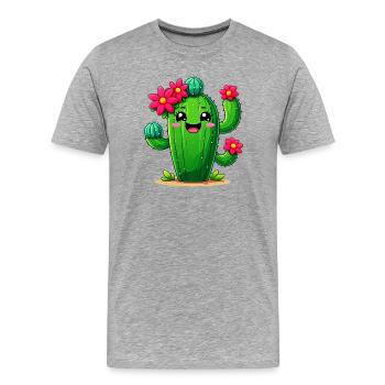 Kaktus - Männer Premium Bio T-Shirt - Grau meliert - Vorne - Damien (186cm)