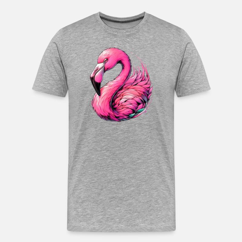 Flamingo - Männer Premium Bio T-Shirt - Grau meliert