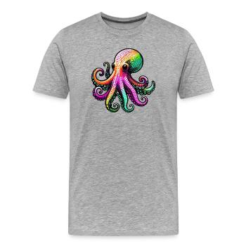 Pieuvre - T-shirt bio Premium Homme - gris chiné - Devant - Damien (186cm)