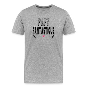 Papy Fantastique - T-shirt bio Premium Homme - gris chiné - Devant - Damien (186cm)