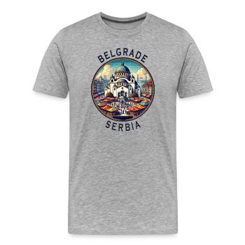 Belgrad Serbien Beograd Design - Männer Premium Bio T-Shirt - Grau meliert - Vorne - Damien (186cm)
