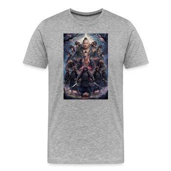 Samouraï - T-shirt bio Premium Homme - gris chiné - Devant - Damien (186cm)