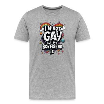 JE NE SUIS PAS GAY MAIS MON COPAIN L’EST - T-shirt bio Premium Homme - gris chiné - Devant - Damien (186cm)