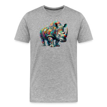 Rhinoceros - Men's Premium Organic T-Shirt - heather grey - Front - Damien (186cm)