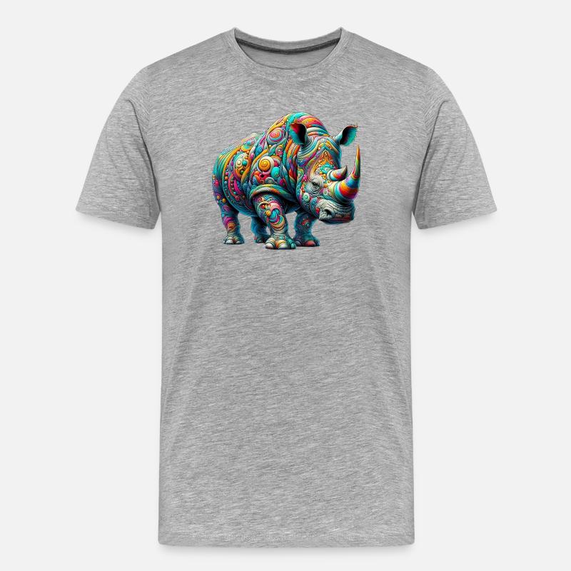 Nashorn - Männer Premium Bio T-Shirt - Grau meliert