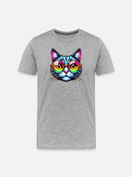 Puss with sunglasses - Men's Premium Organic T-Shirt - heather grey