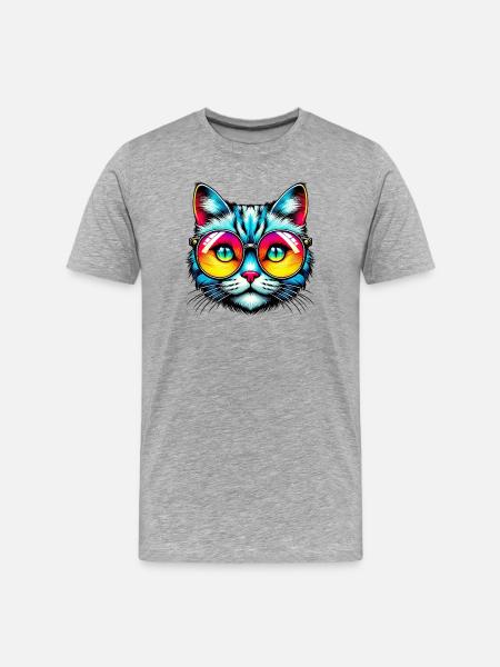 Puss with sunglasses - Men's Premium Organic T-Shirt - heather grey