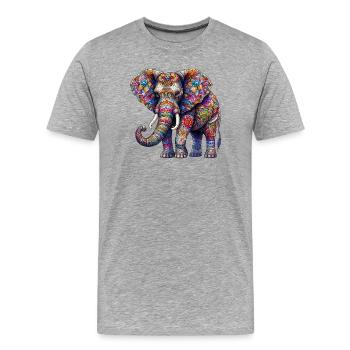 Éléphant - T-shirt bio Premium Homme - gris chiné - Devant - Damien (186cm)