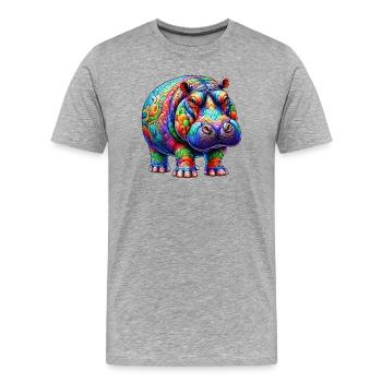 Hippopotame - T-shirt bio Premium Homme - gris chiné - Devant - Damien (186cm)