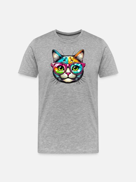 Puss with sunglasses - Men's Premium Organic T-Shirt - heather grey