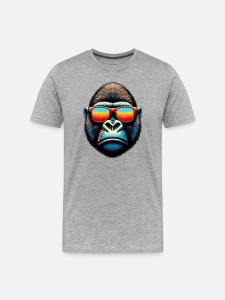 Gorillas with Sunglasses - Men's Premium Organic T-Shirt - heather grey