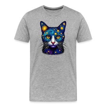Katze - Männer Premium Bio T-Shirt - Grau meliert - Vorne - Damien (186cm)