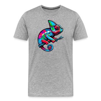 Caméléon - T-shirt bio Premium Homme - gris chiné - Devant - Damien (186cm)