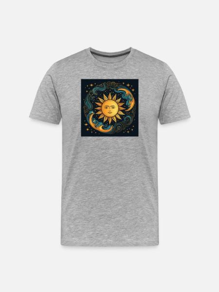 Solar Moon Cycle Cosmic Art - Men's Premium Organic T-Shirt - heather grey