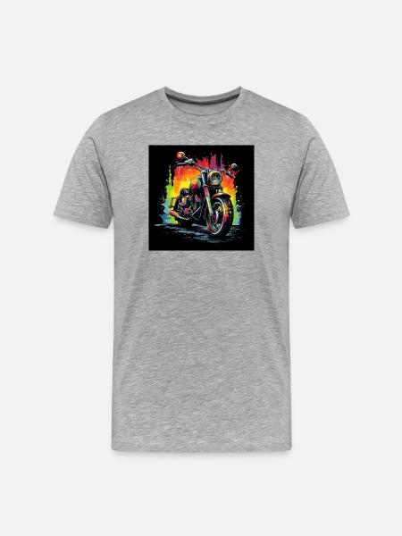 Rainbow Motorcycle Splash - Men's Premium Organic T-Shirt - heather grey