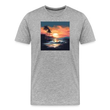 Tropischer Sonnenuntergang am Strand - Männer Premium Bio T-Shirt - Grau meliert - Vorne - Damien (186cm)