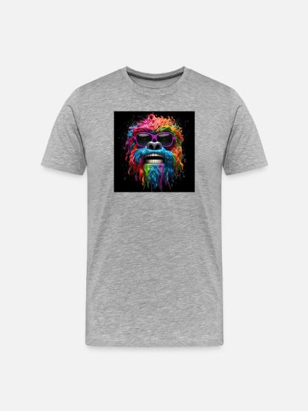 Psychedelic gorilla with sunglasses - Men's Premium Organic T-Shirt - heather grey
