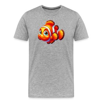 Poisson-clown - T-shirt bio Premium Homme - gris chiné - Devant - Damien (186cm)
