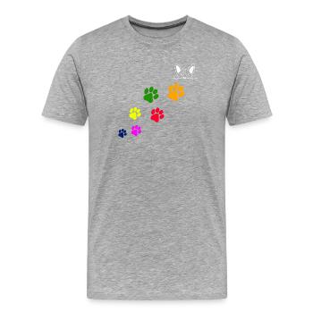 Empreintes pattes de chiens - T-shirt bio Premium Homme - gris chiné - Devant - Damien (186cm)