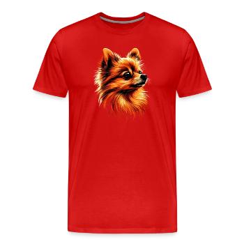 Pomeranian Pomeranian Pom Sweet German Spitz - Men's Premium Organic T-Shirt - red - Front - Damien (186cm)