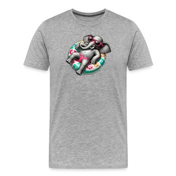 Un éléphant détendu sur une piste de natation - T-shirt bio Premium Homme - gris chiné - Devant - Damien (186cm)