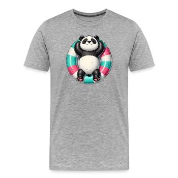 A relaxed panda on a swimming ring - Men's Premium Organic T-Shirt - heather grey - Front - Damien (186cm)