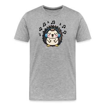 DJ Jeżyk – rhythmic vibration in the style of a hedgehog - Men's Premium Organic T-Shirt - heather grey - Front - Damien (186cm)