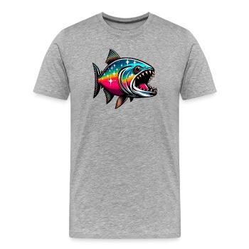 Piranha - Men's Premium Organic T-Shirt - heather grey - Front - Damien (186cm)