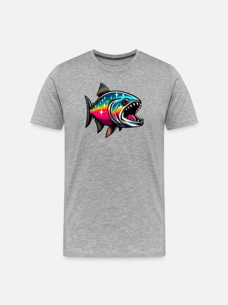 Piranha - Men's Premium Organic T-Shirt - heather grey