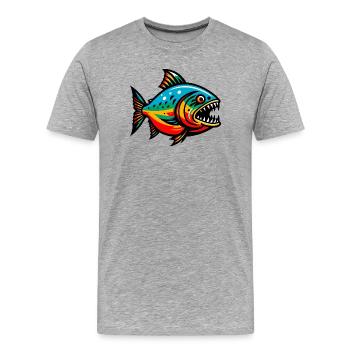 Piranha - Men's Premium Organic T-Shirt - heather grey - Front - Damien (186cm)