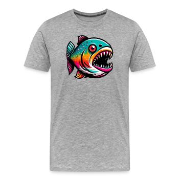 Piranha - Men's Premium Organic T-Shirt - heather grey - Front - Damien (186cm)