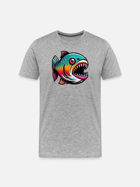 Piranha - Men's Premium Organic T-Shirt - heather grey