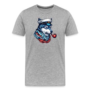 Loup de mer Loup Loups - T-shirt bio Premium Homme - gris chiné - Devant - Damien (186cm)