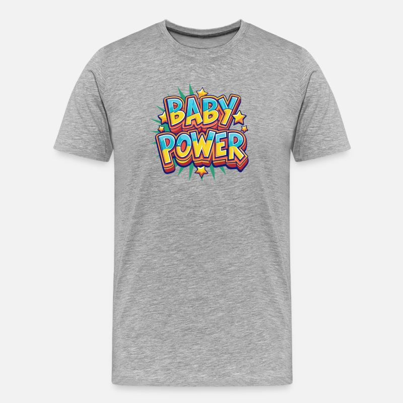 Baby Power Comic Style Design - Männer Premium Bio T-Shirt - Grau meliert