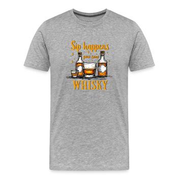 SIP HAPPENS, VERSEZ DU WHISKY, WHISKY - T-shirt bio Premium Homme - gris chiné - Devant - Damien (186cm)