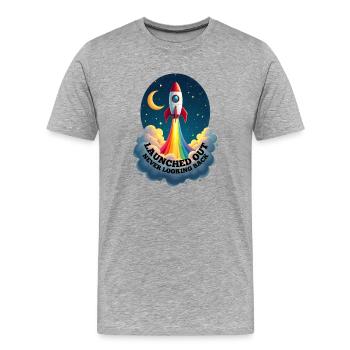 Lancé - Never Look Back, Gay Out - T-shirt bio Premium Homme - gris chiné - Devant - Damien (186cm)