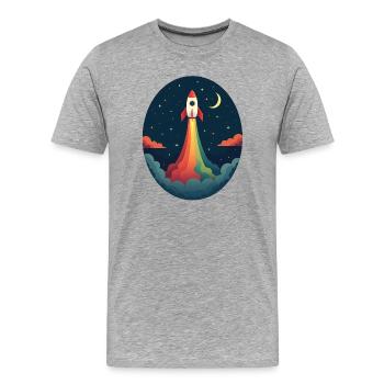 Launched Out - Never Looking Back - Men's Premium Organic T-Shirt - heather grey - Front - Damien (186cm)