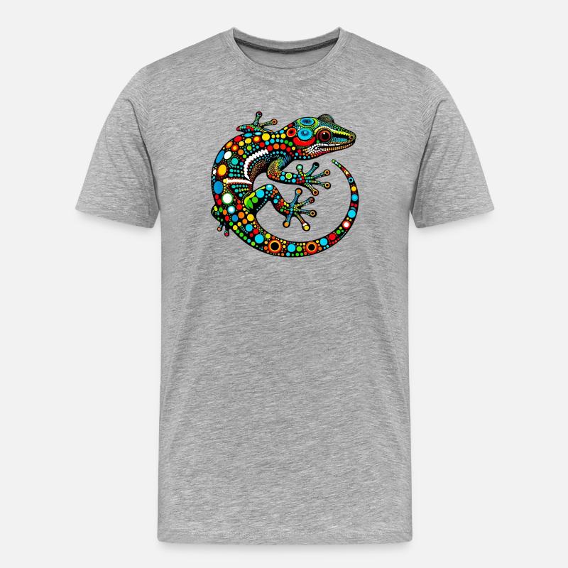 Gecko - Männer Premium Bio T-Shirt - Grau meliert