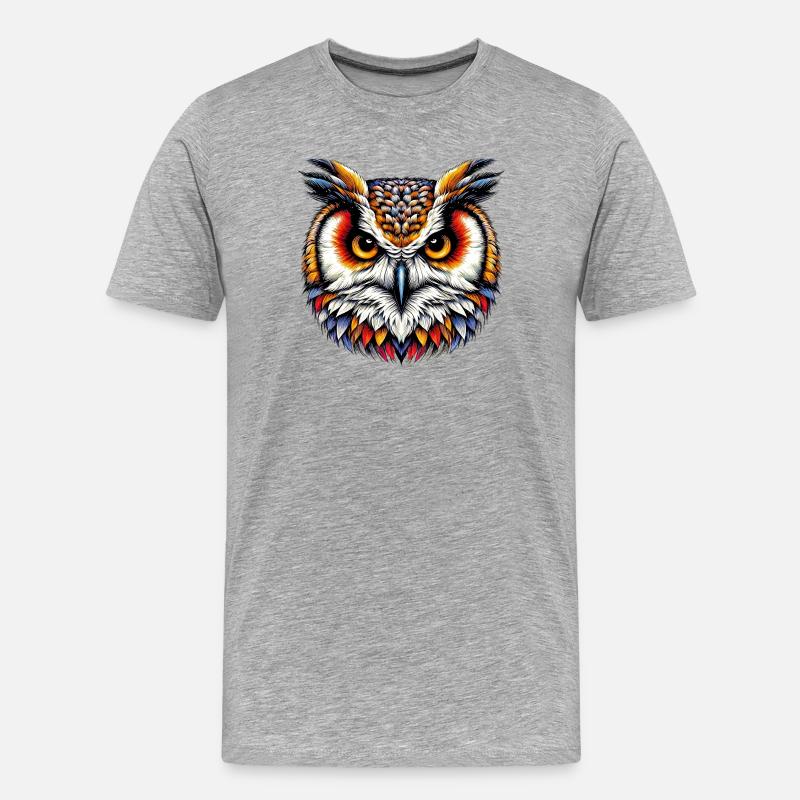 Eule - Männer Premium Bio T-Shirt - Grau meliert