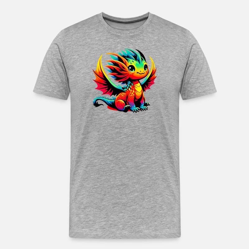 Drache - Männer Premium Bio T-Shirt - Grau meliert