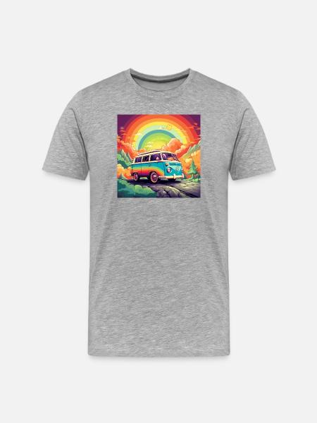 Rainbow Bus Retro Trip - Men's Premium Organic T-Shirt - heather grey