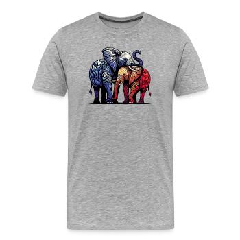 Éléphants - T-shirt bio Premium Homme - gris chiné - Devant - Damien (186cm)