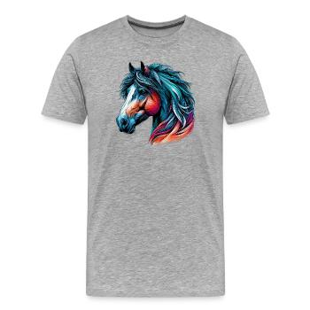 Cheval - T-shirt bio Premium Homme - gris chiné - Devant - Damien (186cm)