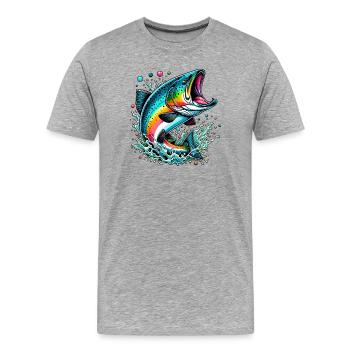 Saumon - T-shirt bio Premium Homme - gris chiné - Devant - Damien (186cm)
