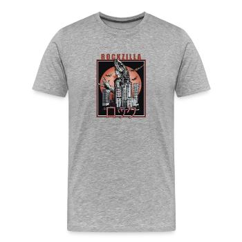 T-shirt rétro Kaiju City Battle - T-shirt bio Premium Homme - gris chiné - Devant - Damien (186cm)