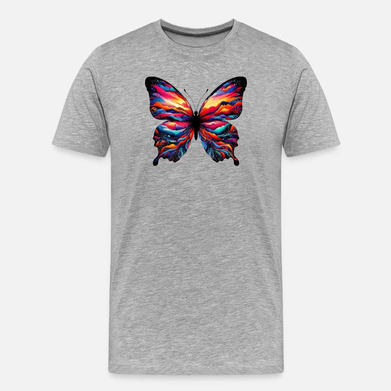 Schmetterling - Männer Premium Bio T-Shirt - Grau meliert